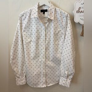 Banana Republic White print long-sleeve, button-up Shirt - tailored fit.